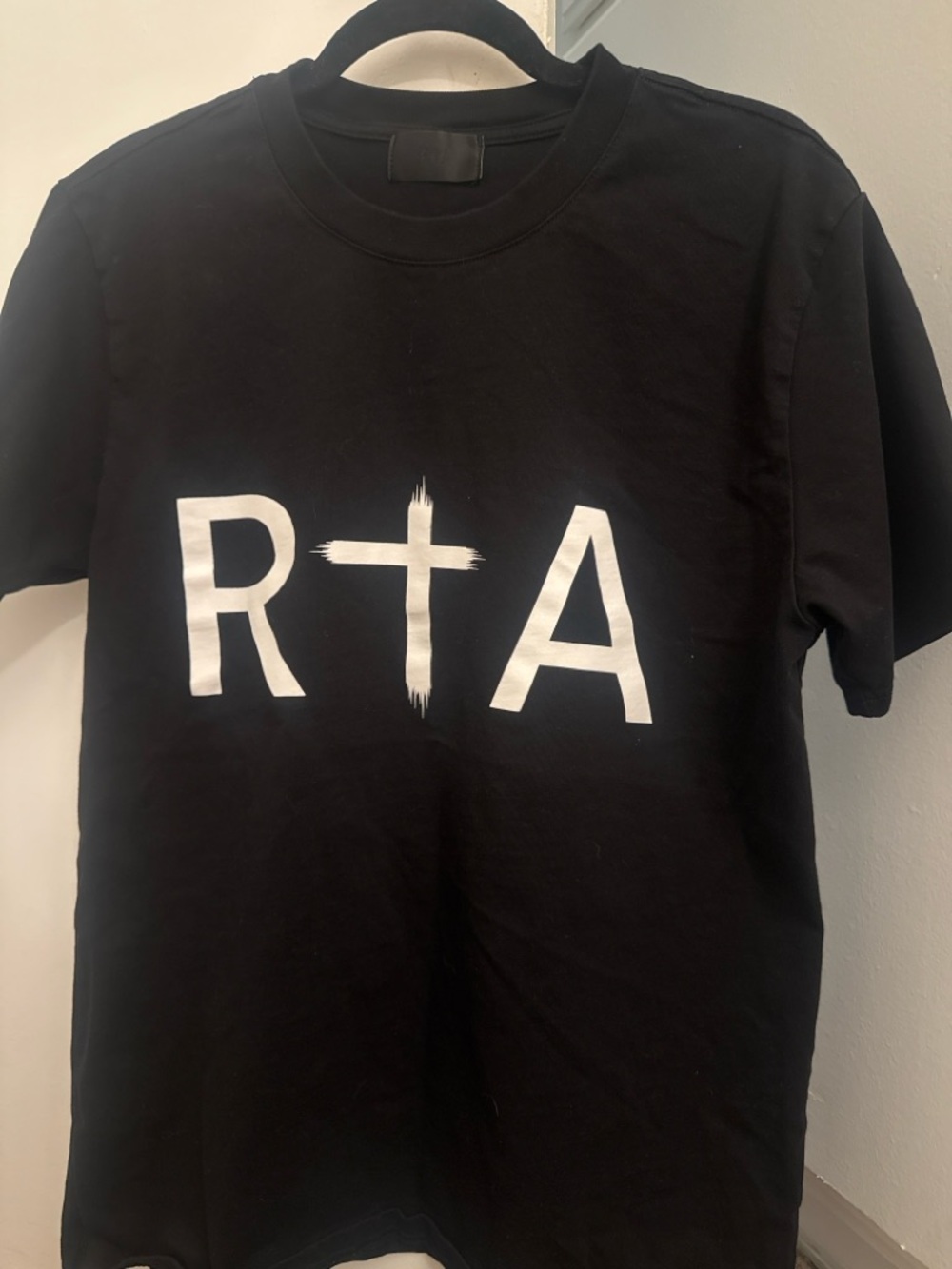 RtA Black Crewneck Tee with Subtle Logo Tag